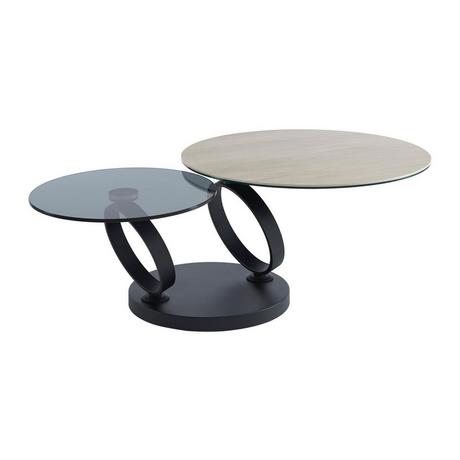 Maison Céphy Table basse avec plateaux pivotants - Céramique, verre trempé fumé et métal - Noir et naturel - JOLINE de Maison Céphy  