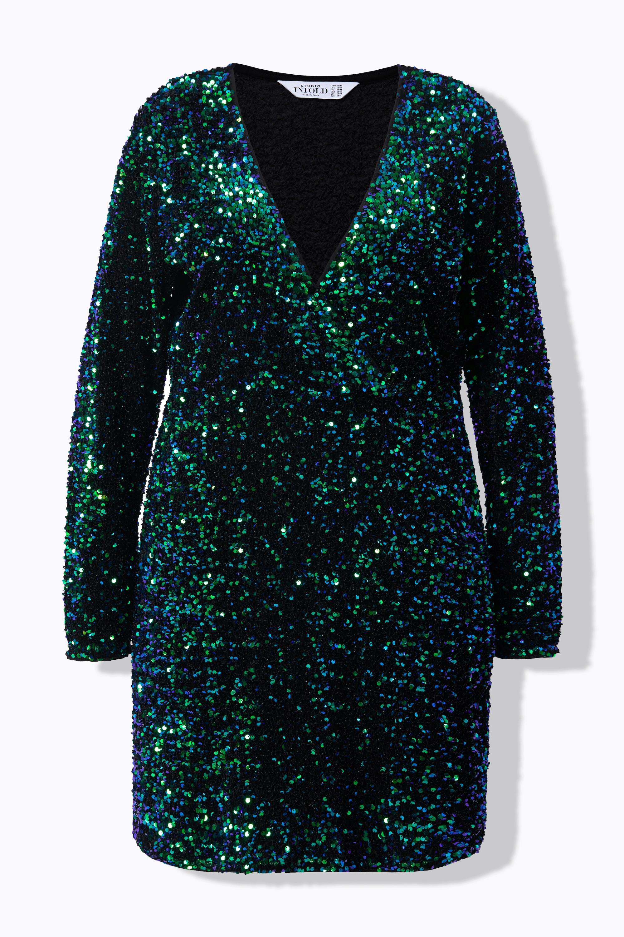 Studio Untold  Robe portefeuille à col en V et manches longues, strass 