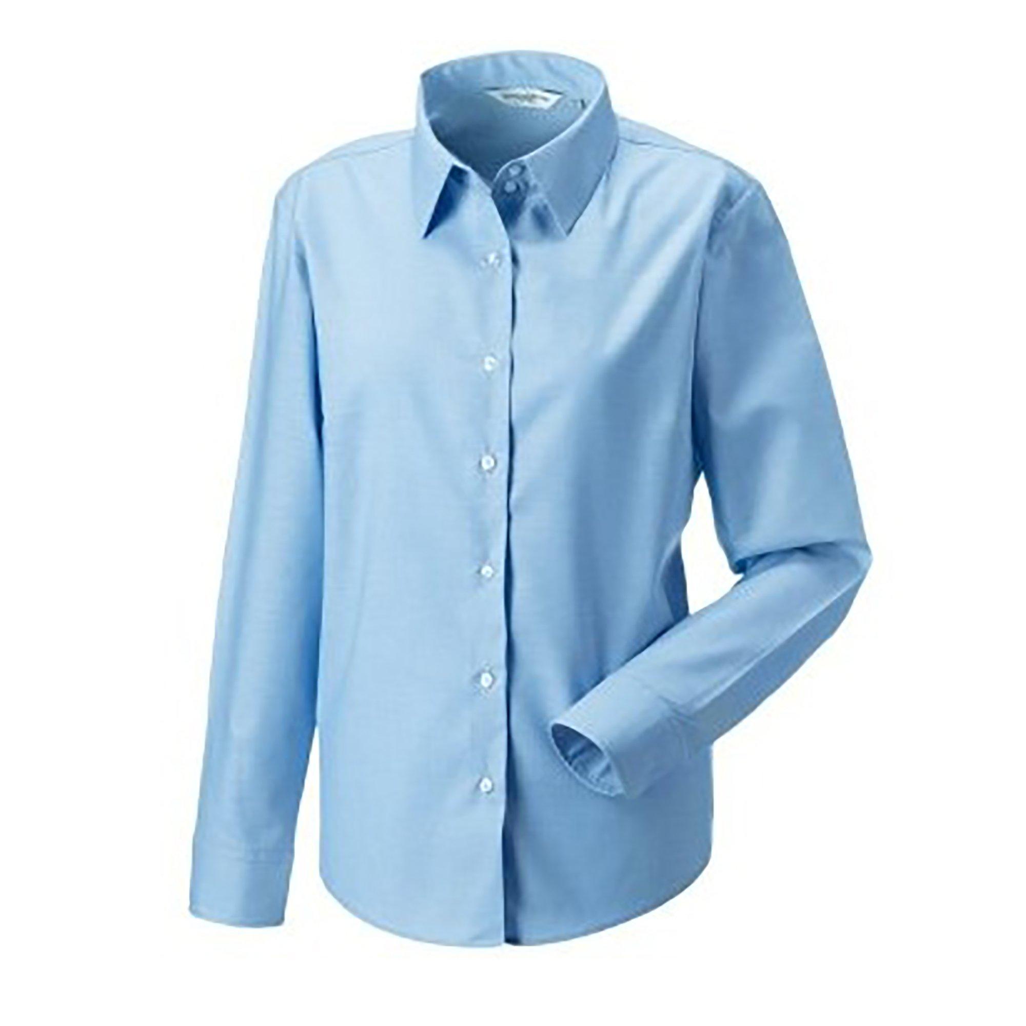 Russell  Collection Easy Care Oxford Bluse, Langarm 