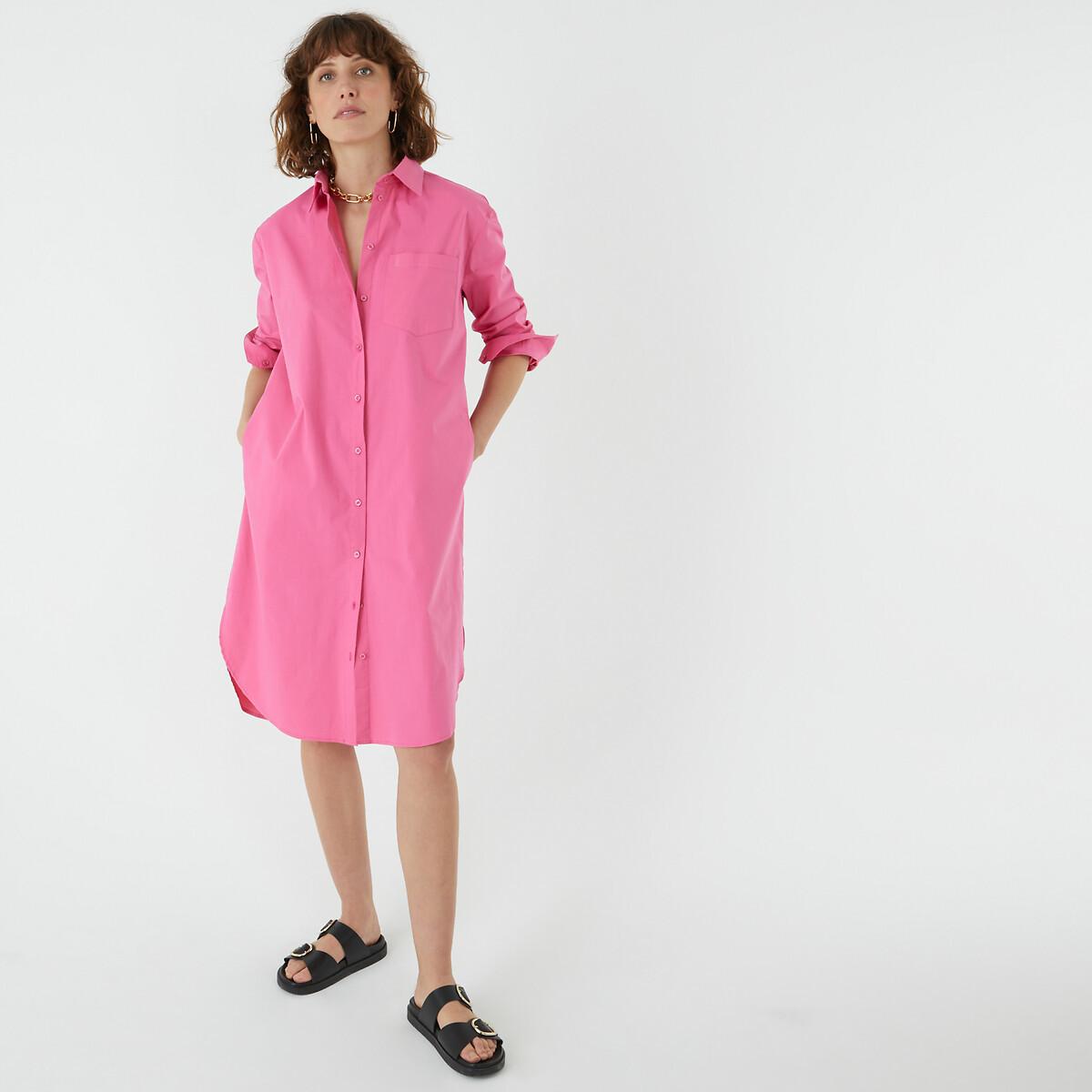 Image of Hemdblusenkleid Mit Langen Ärmeln Damen Rosa M