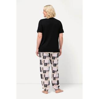 Ulla Popken  Pyjama à mélange de motifs, col V et manches courtes 