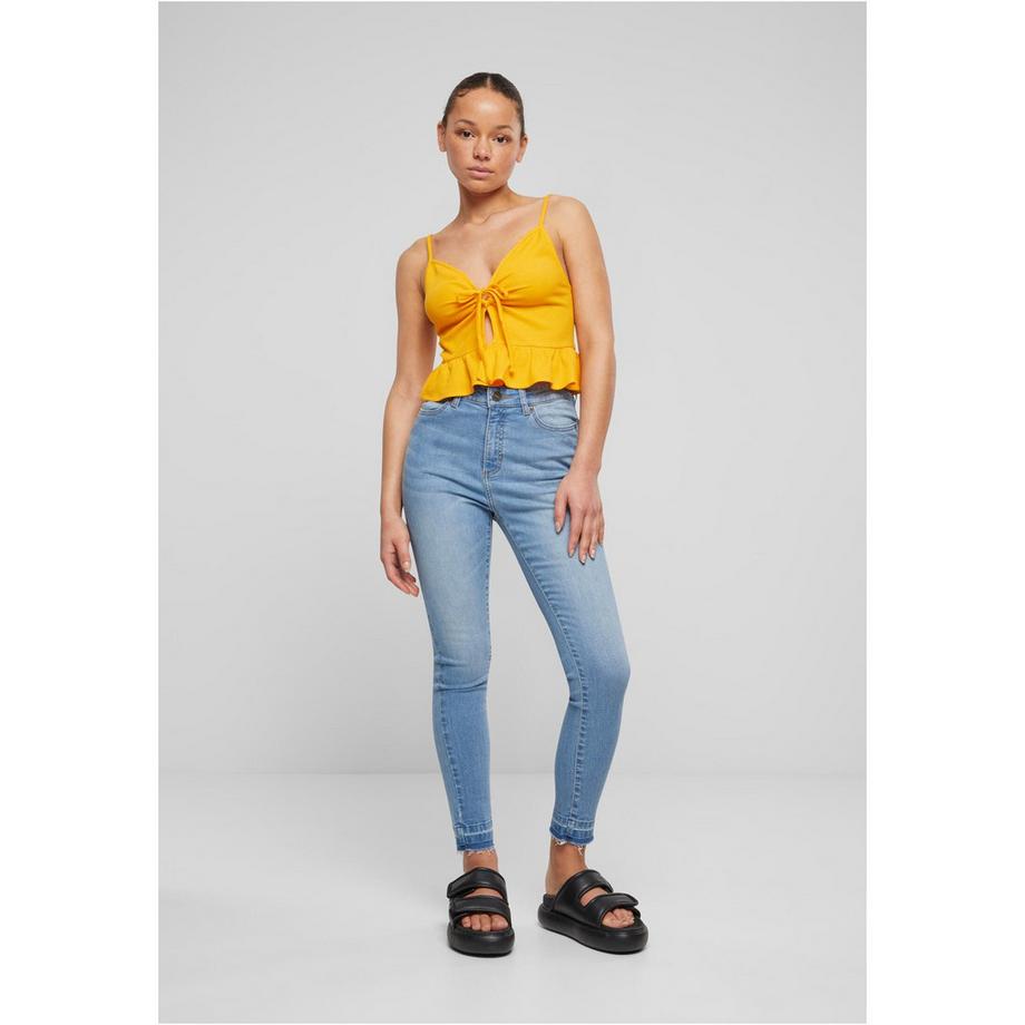 URBAN CLASSICS Canotta con Volant in Piqué Goffrato  