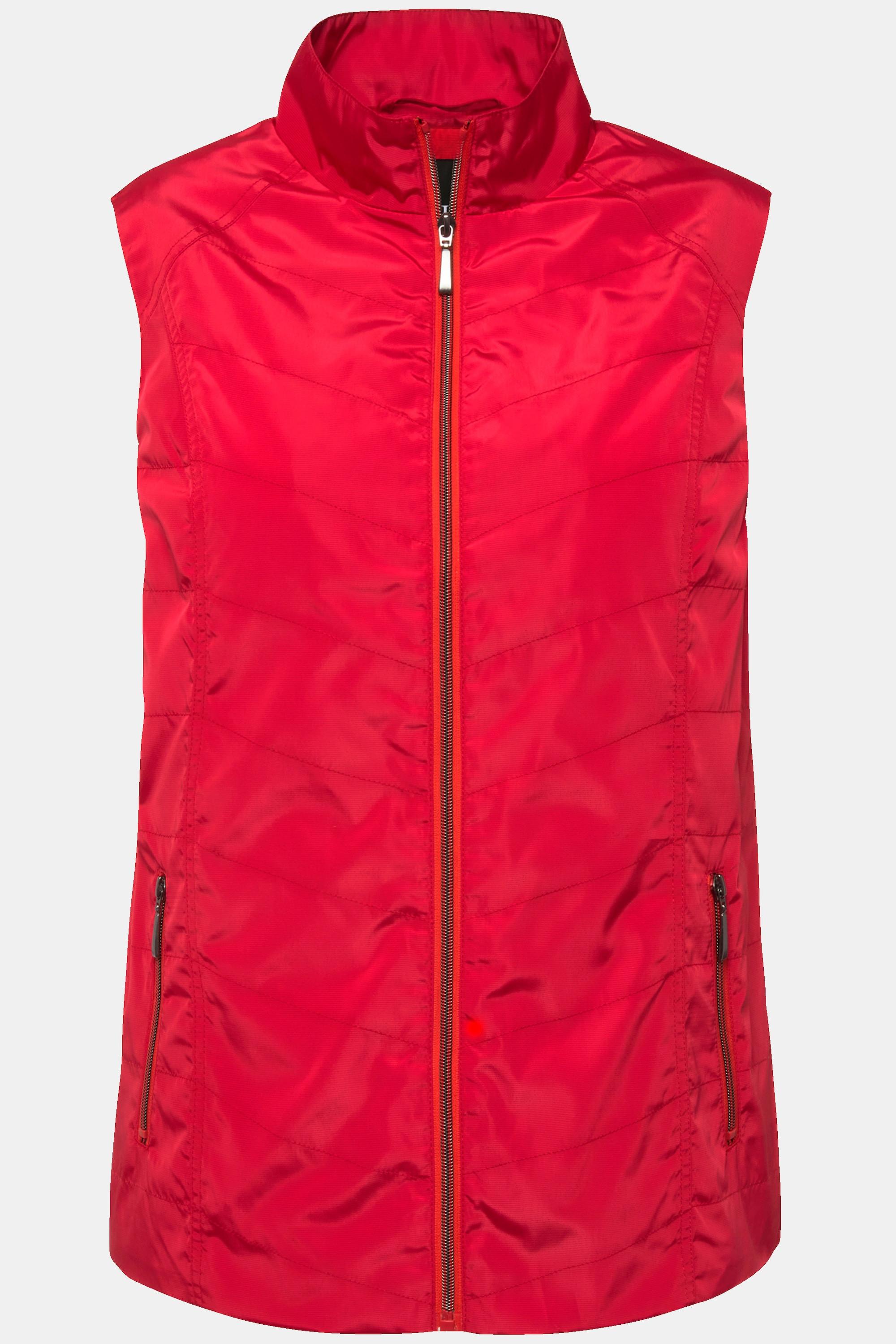 Ulla Popken  Gilet con collo alto, cuciture decorative e tasche con zip 