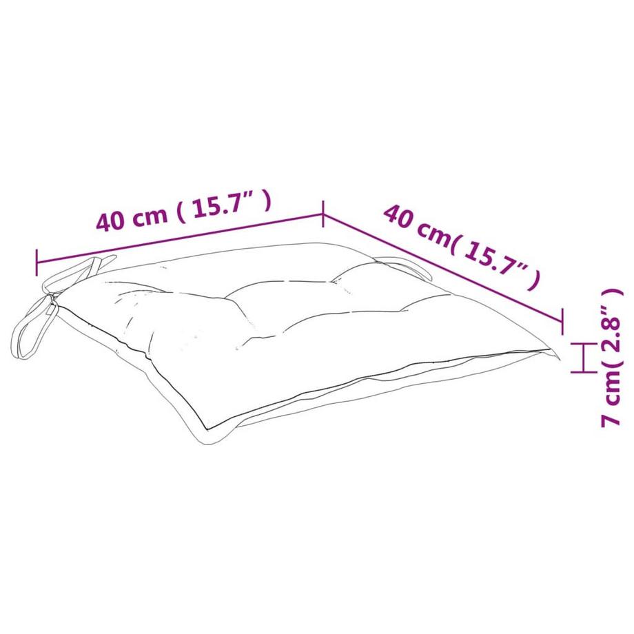 VidaXL Coussins de chaise 2 pcs   40x40x7 cm Tissu  