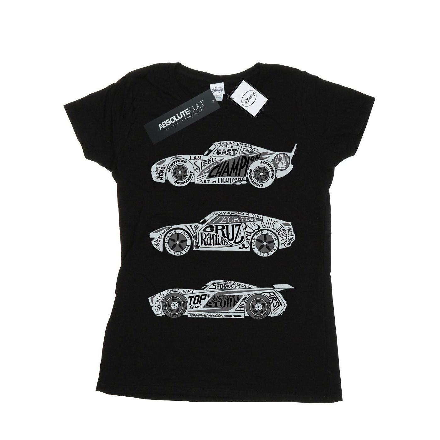 Image of Cars Text Racers Tshirt Damen Schwarz XXL