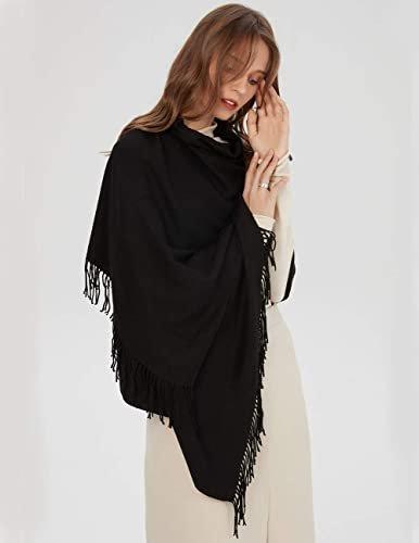 Only-bags.store Écharpe chaude hiver automne unie en coton avec glands  