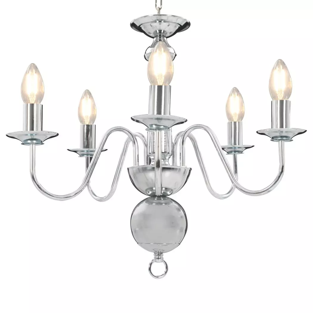 Lustre Argenté 5 ampoules E14 Vidaxl