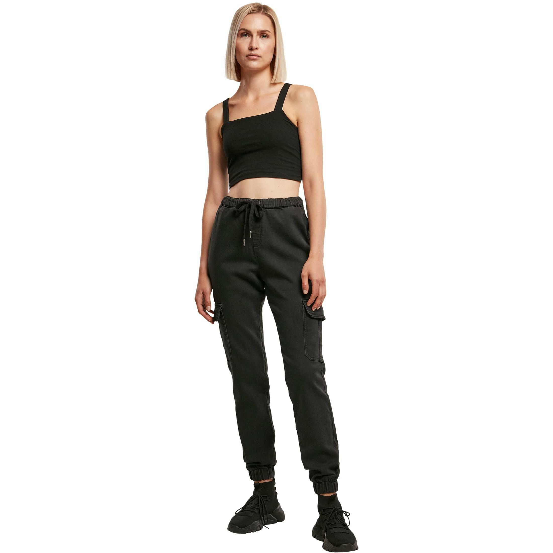URBAN CLASSICS High Waist Knitted Denim Cargohose  