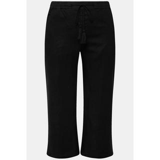 Ulla Popken  Pantaloni di lino a 7/8 naturalmente freschi con cintura elastica 