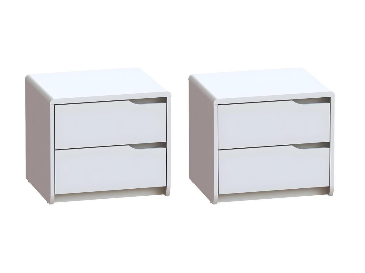 Image of 2er-set Nachttische Mit 2 Schubladen - Mdf- Weiß - Lucile Ii Unisex Weiss ONE SIZE