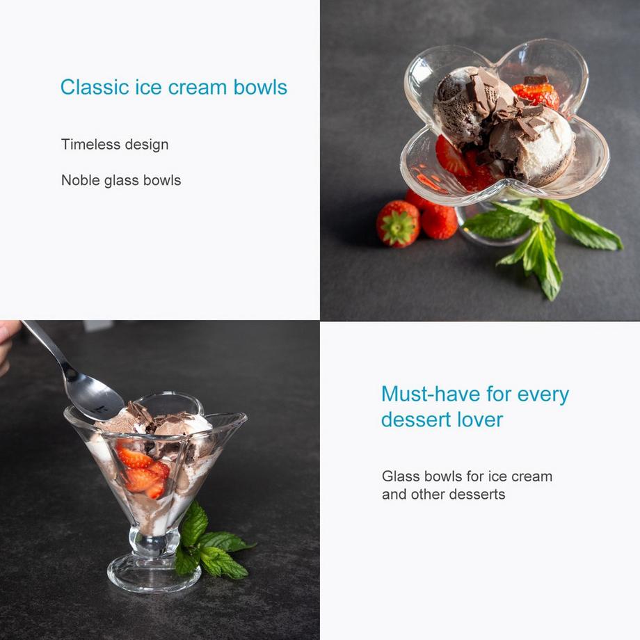 Intirilife 6er Set Eisbecher aus Glas  