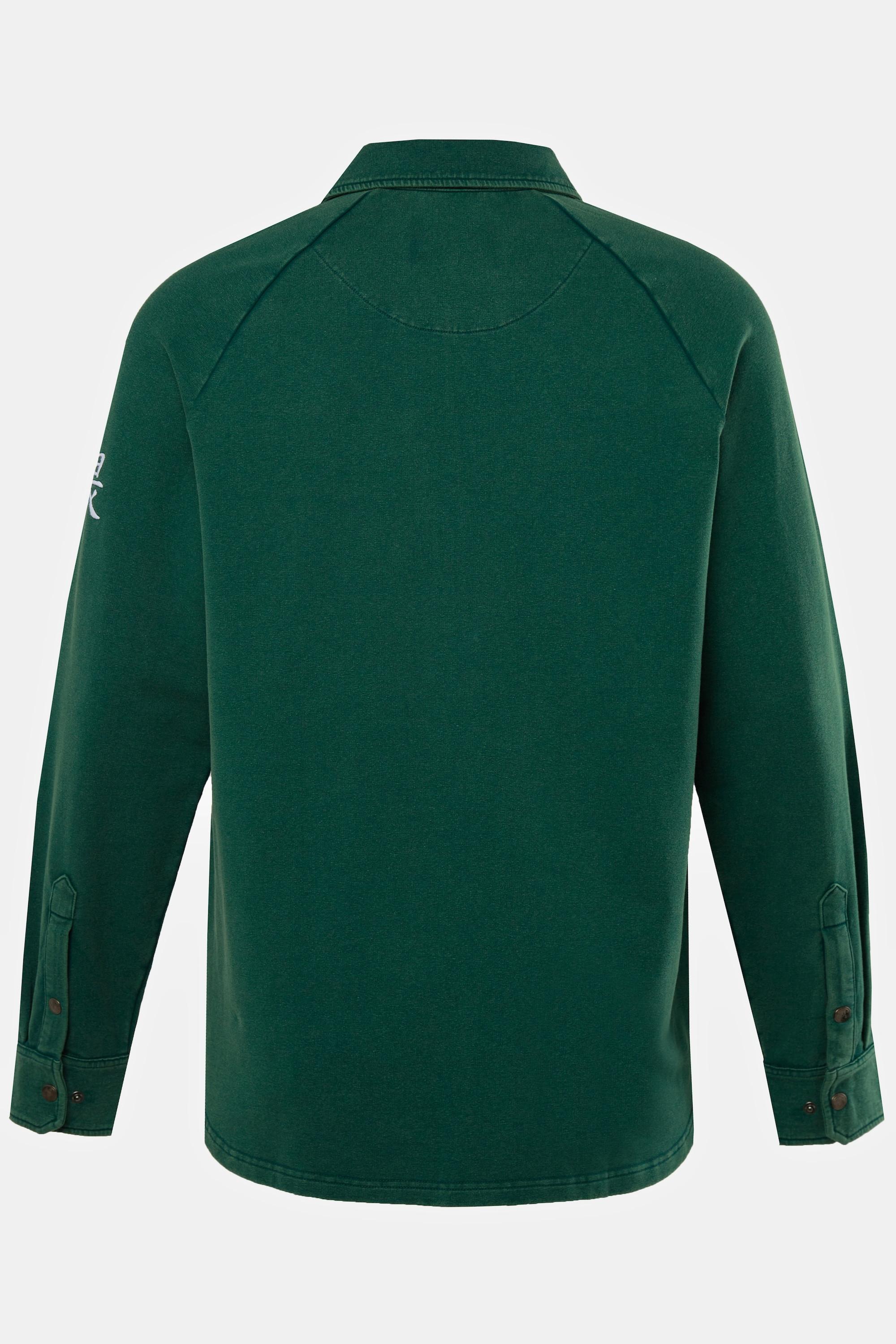 Sthuge  Camicia STHUGE in felpa dal taglio squadrato con maniche lunghe e colletto ad apertura inglese verde giungla 