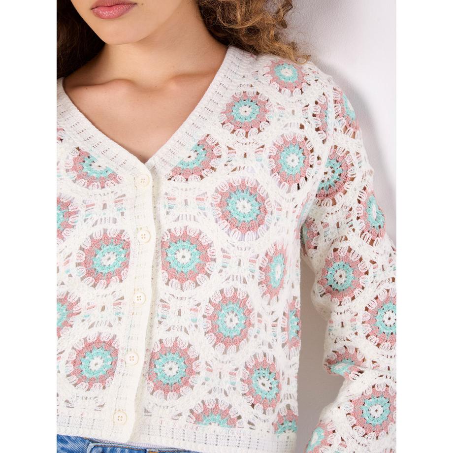 APRICOT Gehäkelte Kreise Strickjacke  
