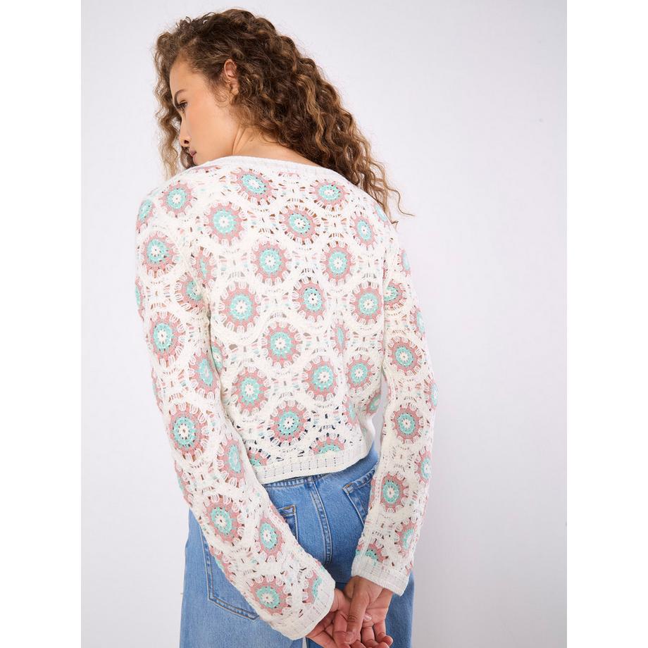 APRICOT Gehäkelte Kreise Strickjacke  