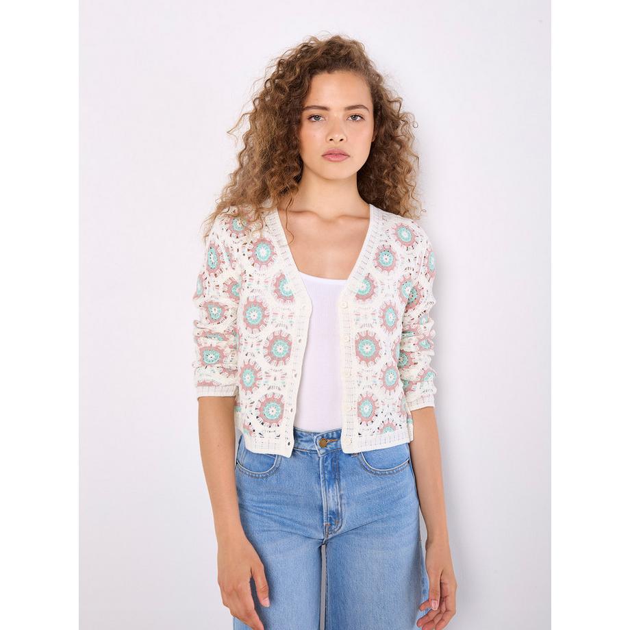 APRICOT Gehäkelte Kreise Strickjacke  
