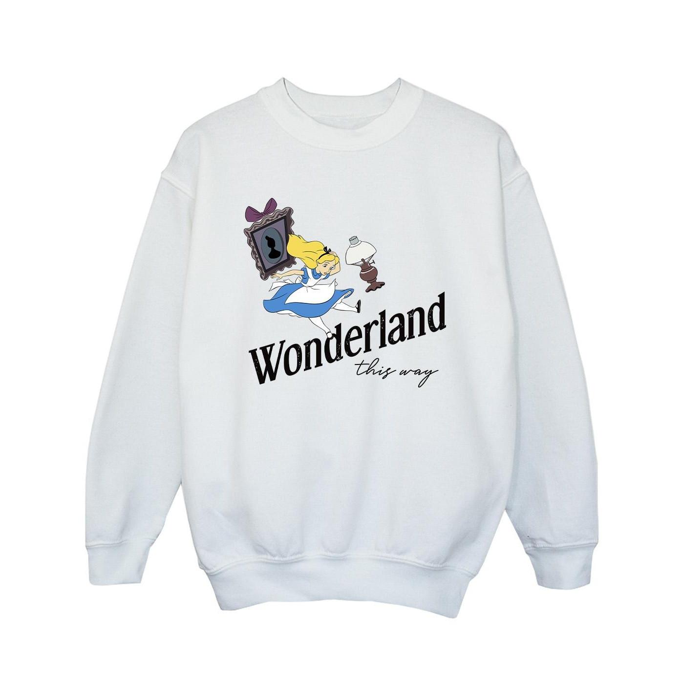 Image of Alice In Wonderland This Way Sweatshirt Unisex Weiss 128