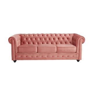 Vente-unique 3SitzerSofa CHESTERFIELD Samt Rosa  