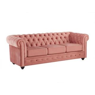 Vente-unique 3SitzerSofa CHESTERFIELD Samt Rosa  