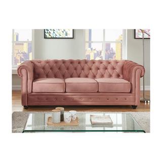 Vente-unique 3SitzerSofa CHESTERFIELD Samt Rosa  