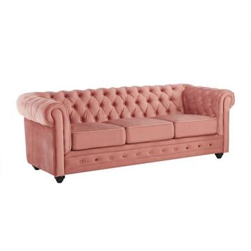 3SitzerSofa CHESTERFIELD Samt Rosa