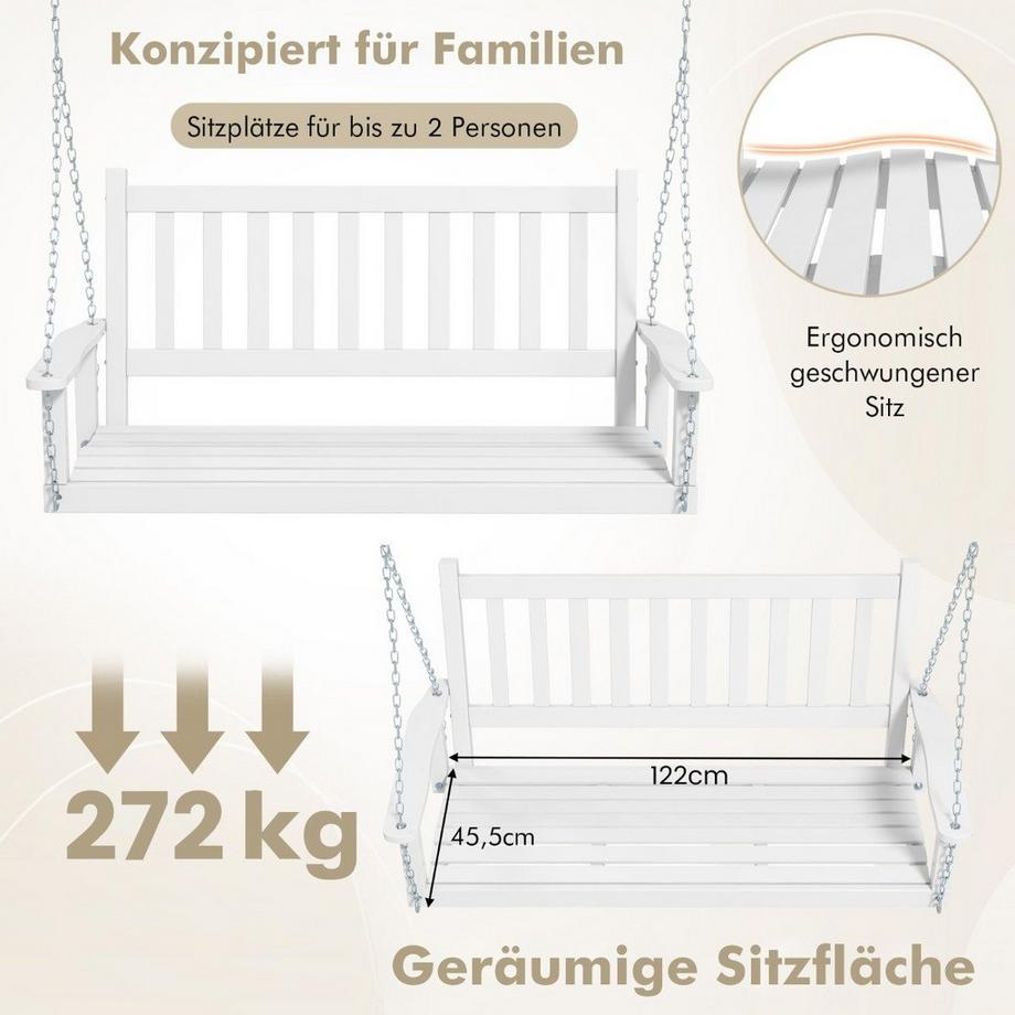 B2X 2-Sitzer Hängebank aus Massivholz Hollywoodschaukel  