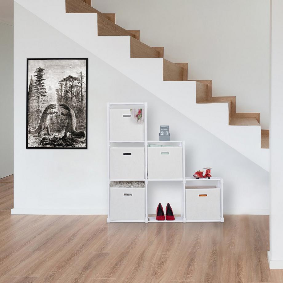 B2X Scaffale multilivello bianco con 6 scomparti  