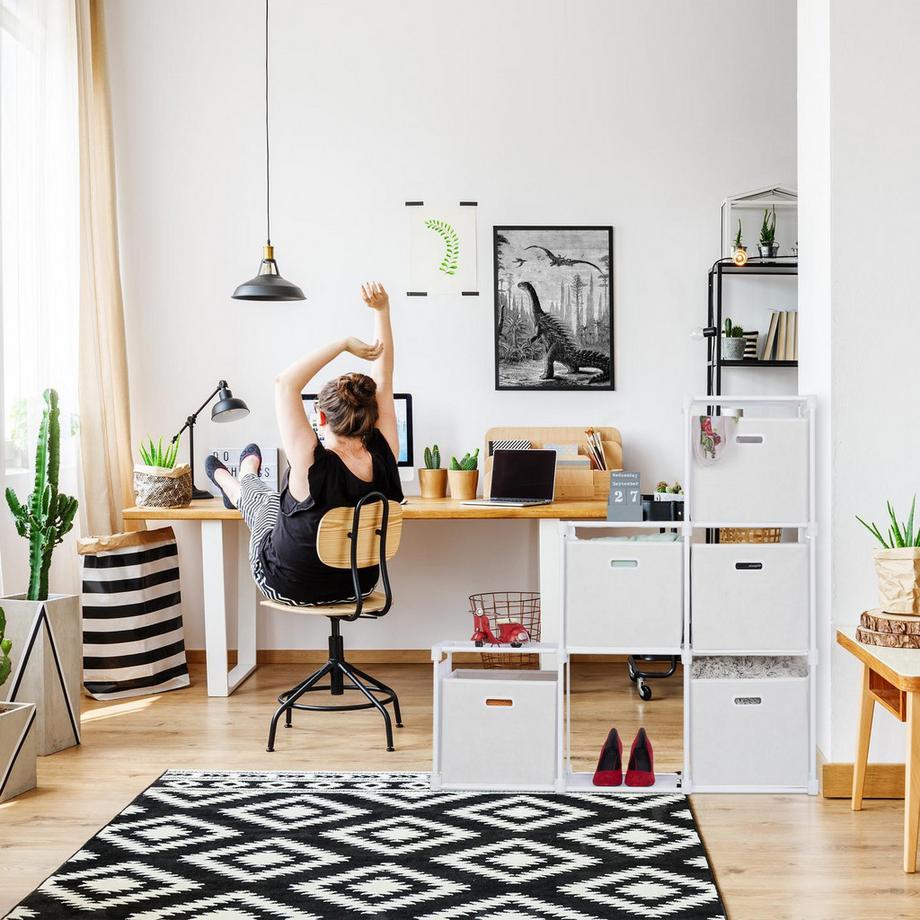 B2X Scaffale multilivello bianco con 6 scomparti  