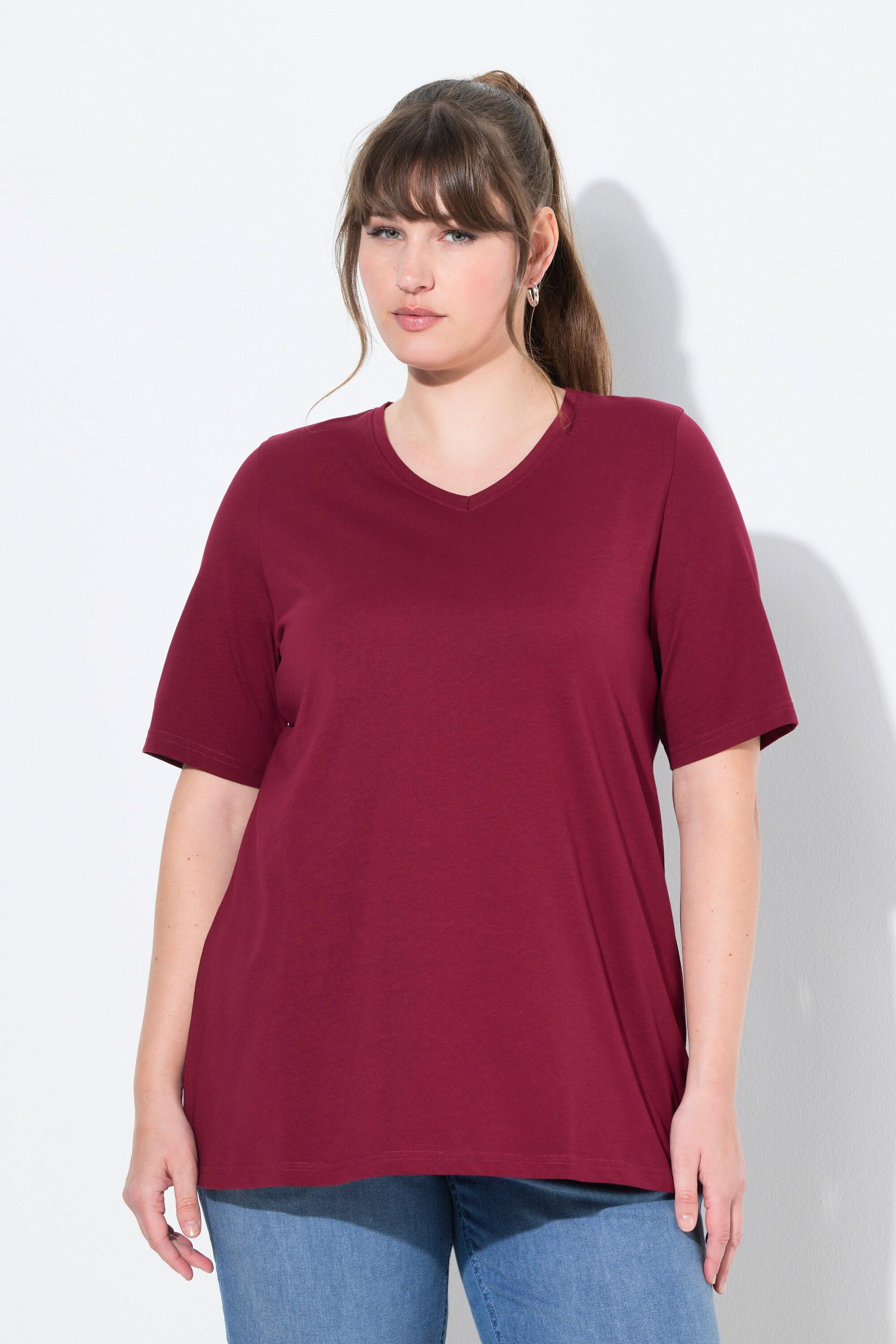 Ulla Popken Lot de 2 T-shirts Col V Manches Courtes Coton Biologique  