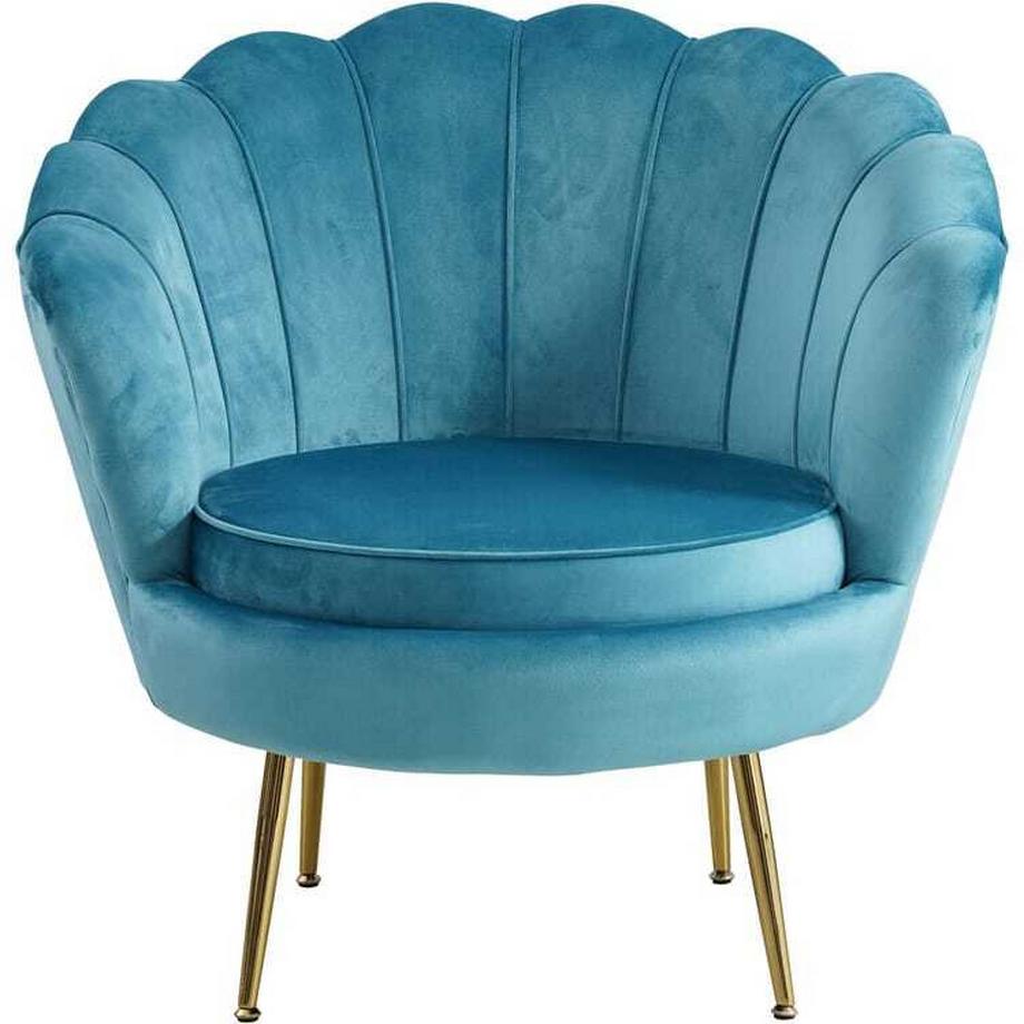 Fauteuil coquillage velours bleu