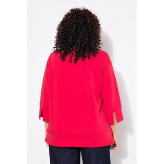 Ulla Popken  Sweat-shirt point de Rome, col rond et manches 3/4 