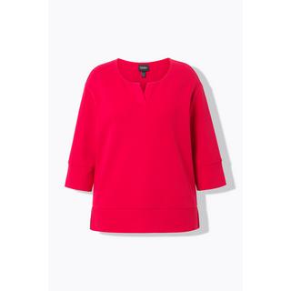 Ulla Popken  Sweat-shirt point de Rome, col rond et manches 3/4 