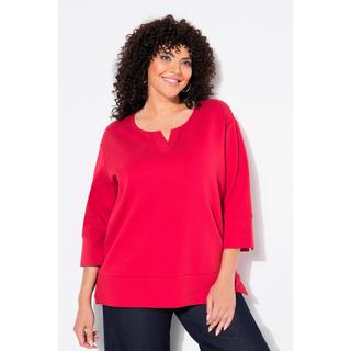 Ulla Popken  Sweat-shirt point de Rome, col rond et manches 3/4 