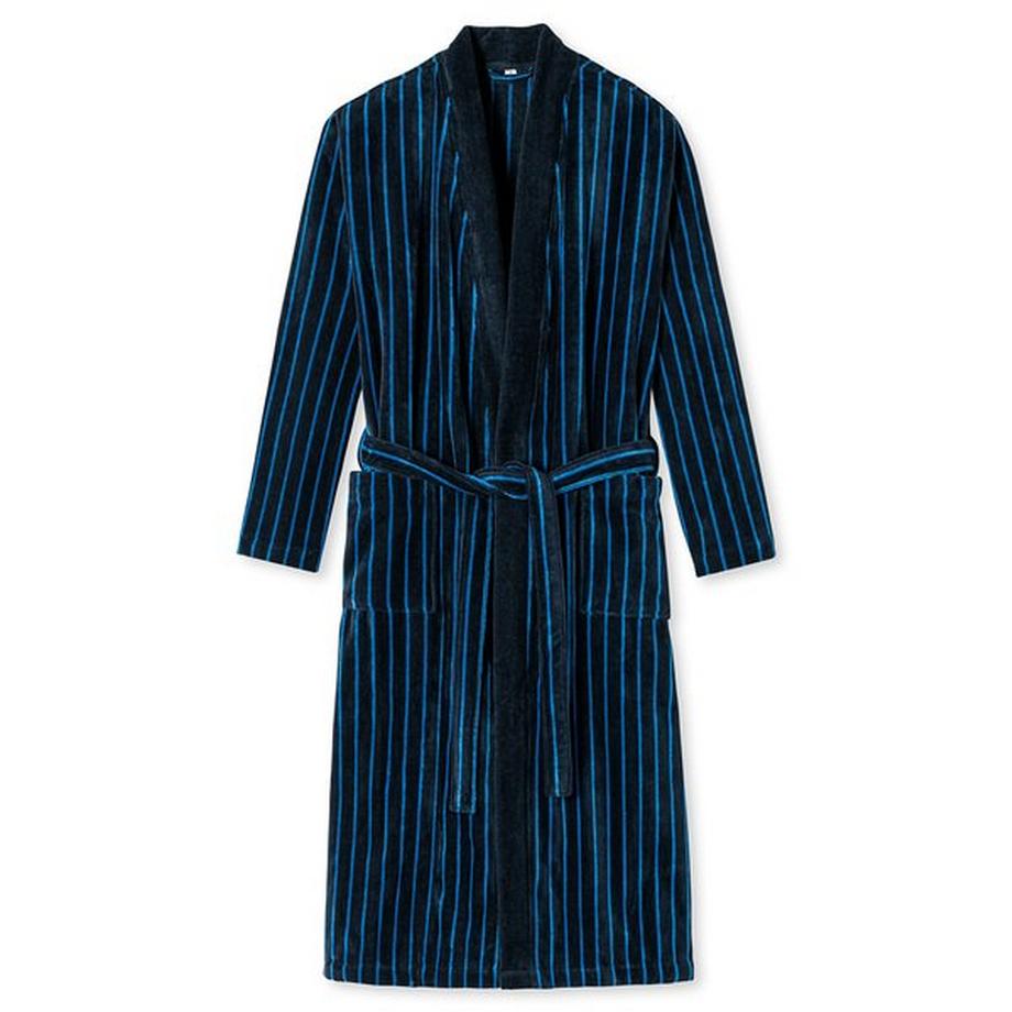 Schiesser Soft Velour Coton Bio Peignoir Rayé  
