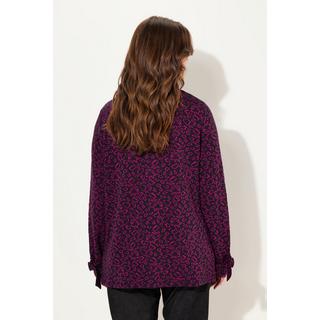 Ulla Popken  Felpa con fantasia leopardata, colletto alto e maniche lunghe 