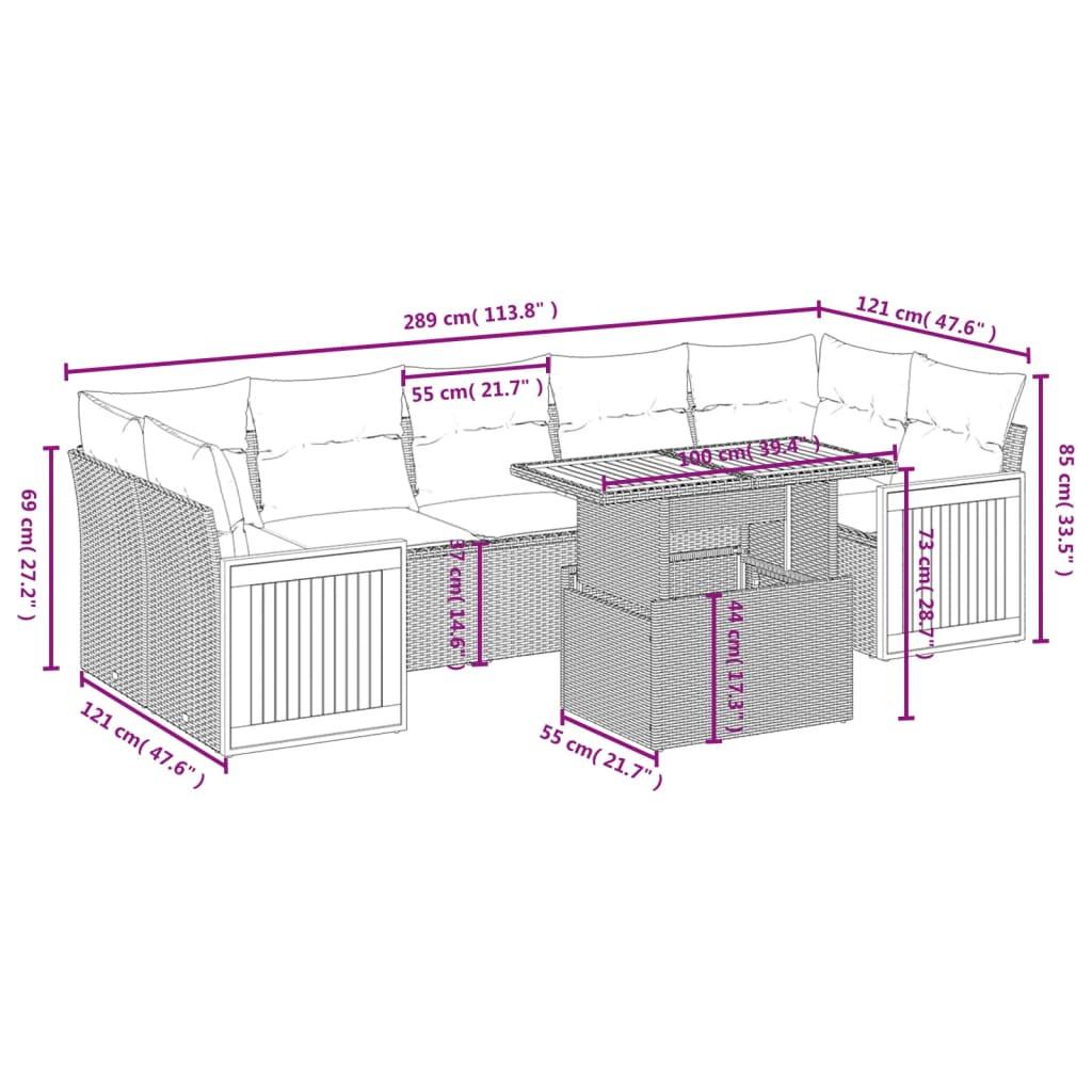 VidaXL set divano da giardino Polirattan  