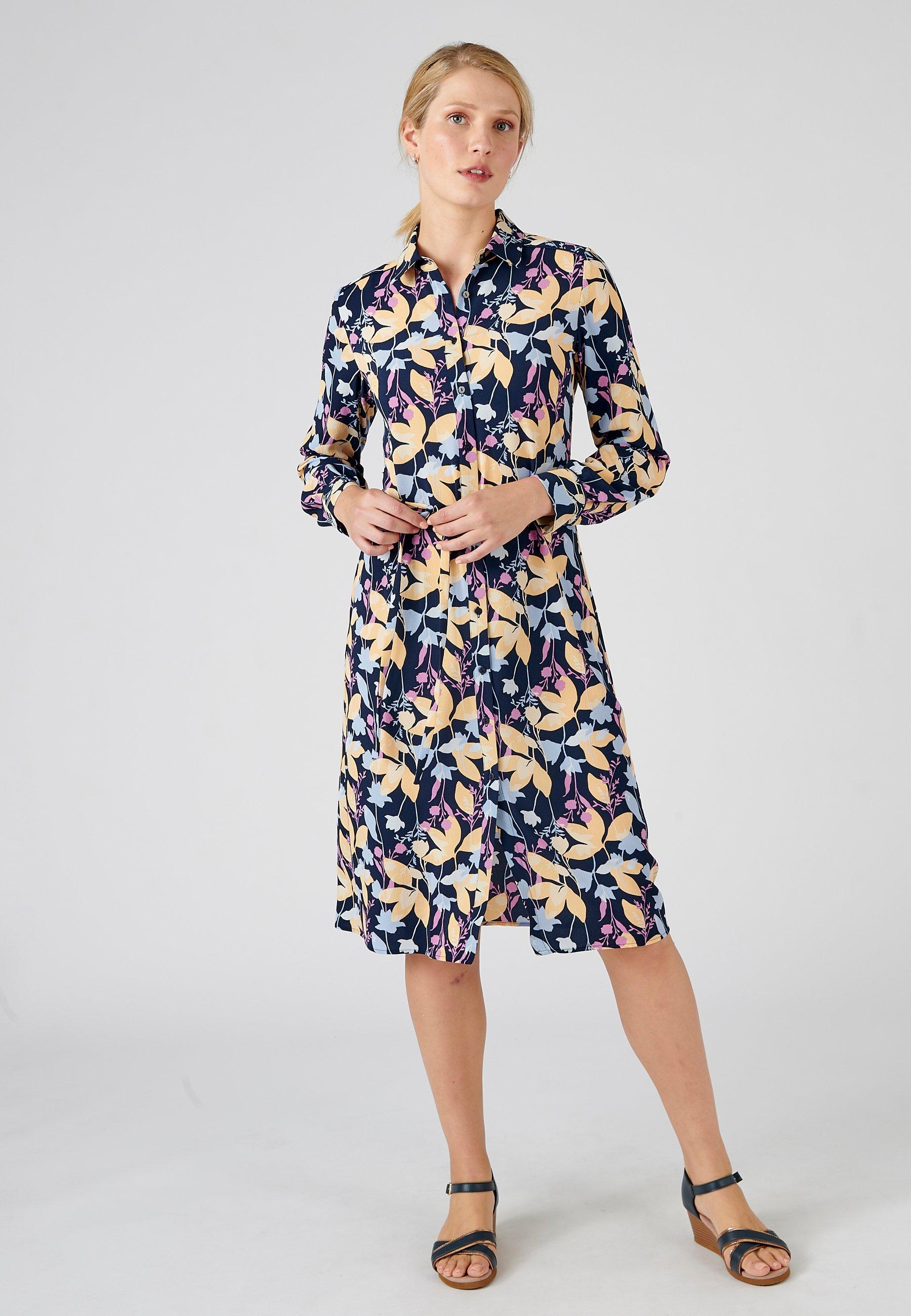 Image of Hemdblusenkleid Aus Plastischem Crêpe. Damen Blau 44