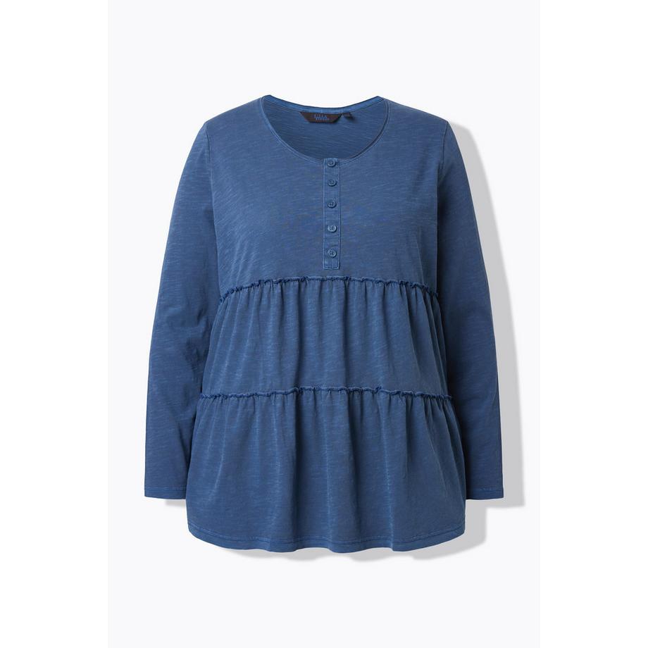 Ulla Popken Volant A-Linie Rundhals Langarm Shirt  