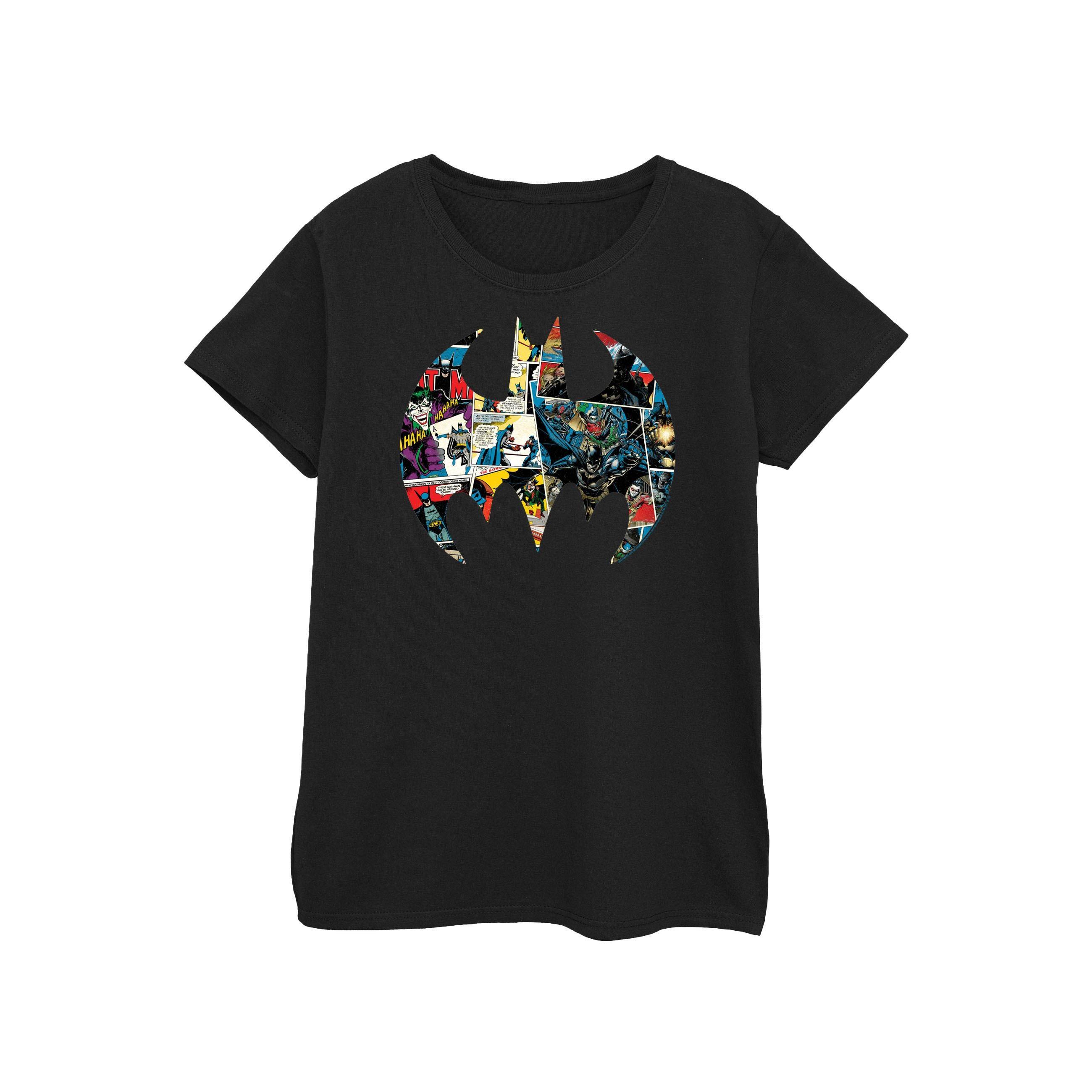 Image of Batman Comic Book Logo Tshirt Damen Schwarz XXL