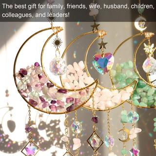 Alopini Sonnenfänger Kristall Fenster, Mond Anhänger Dekoration, Fenster Dekoration hängen, Regenbogen Sonnenfänger Kristall, Regenbogen Anhänger  