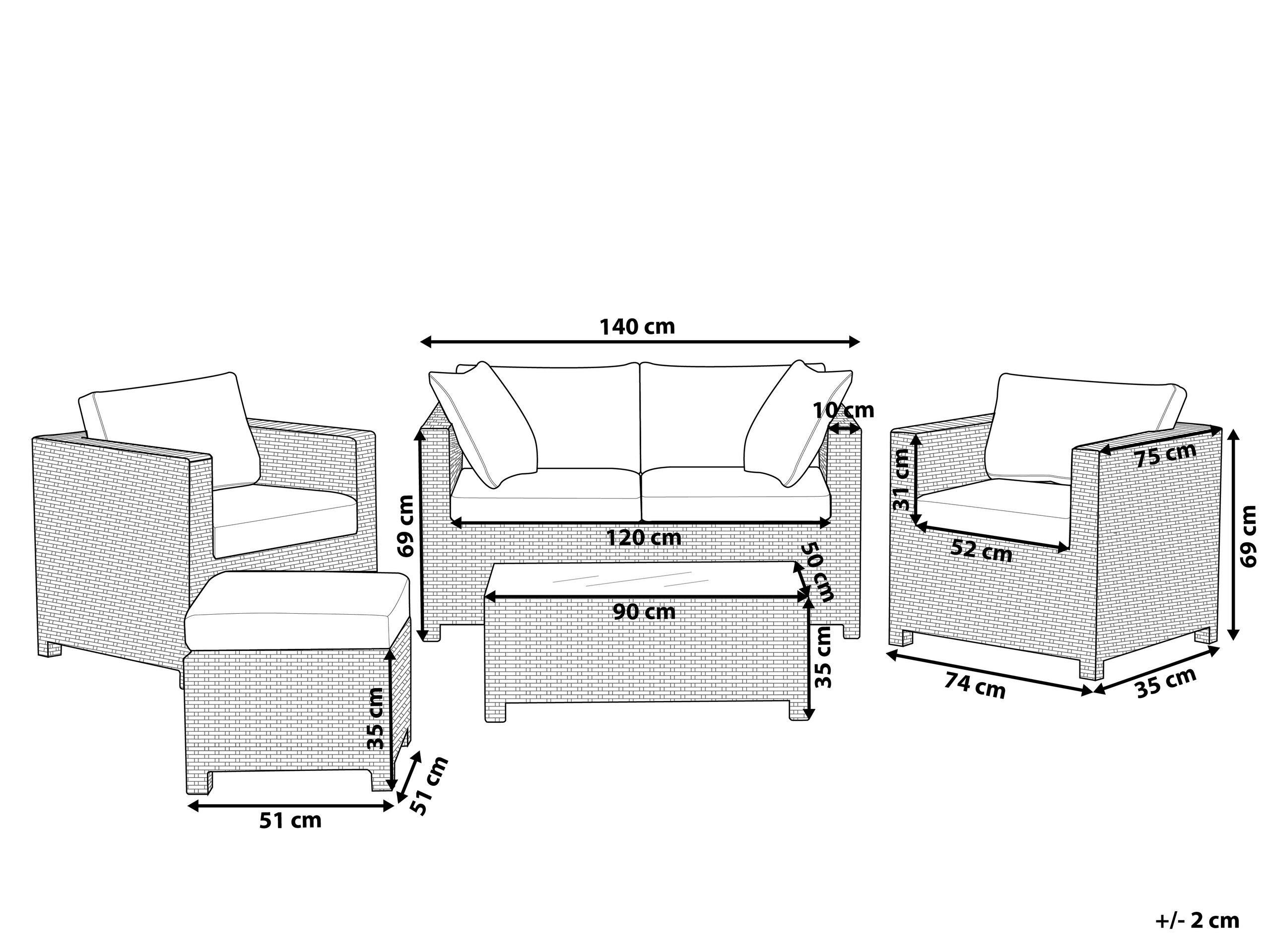 Beliani Lounge Set mit Tisch aus PE Rattan Modern MILANO  