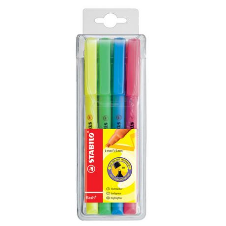 STABILO STABILO Flash Pack evidenziatore 4 pz Punta smussata Blu, Verde, Rosa, Giallo  