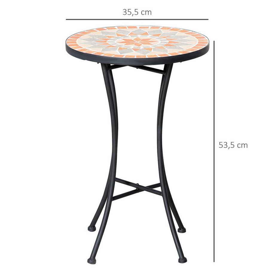 Northio Beistelltisch Gartentisch Blumenhocker Ø35,5 Cm Rund Wetterfest Für Garten Terassen Balkon Gelb+Grau  