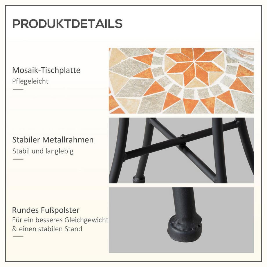 Northio Beistelltisch Gartentisch Blumenhocker Ø35,5 Cm Rund Wetterfest Für Garten Terassen Balkon Gelb+Grau  