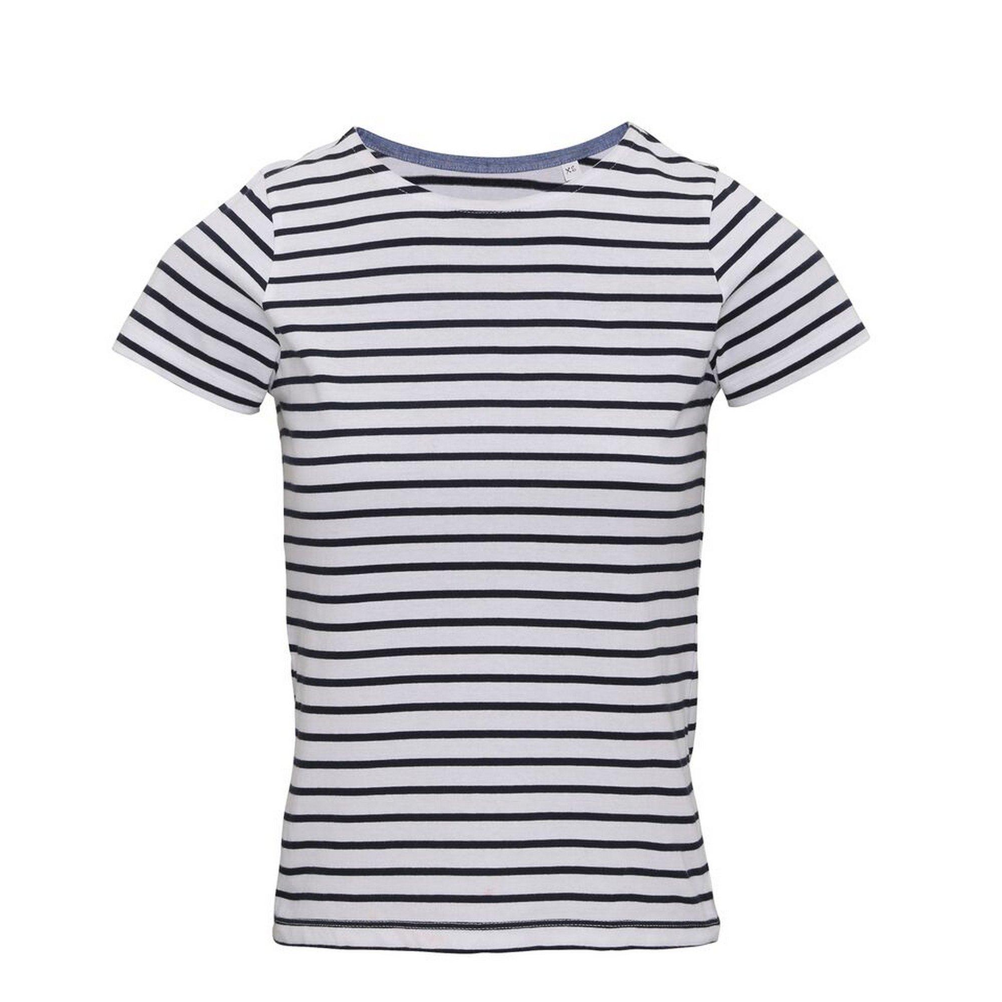 Image of Tshirt Mariniere, Kurzärmlig Damen Weiss XS