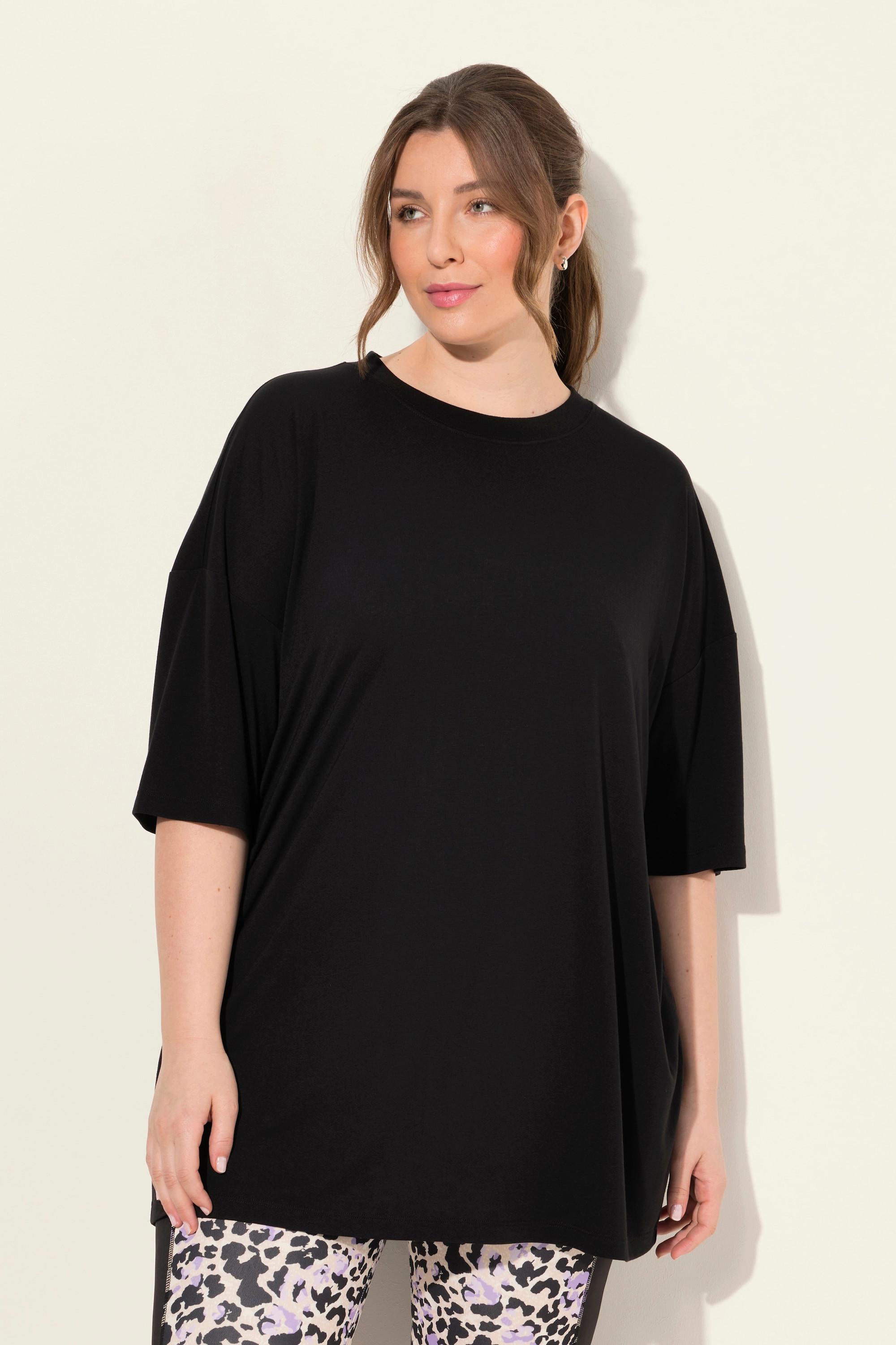 Ulla Popken  Maglia dal taglio lungo e oversize con finissaggio antibatterico, scollo a girocollo e mezze maniche 