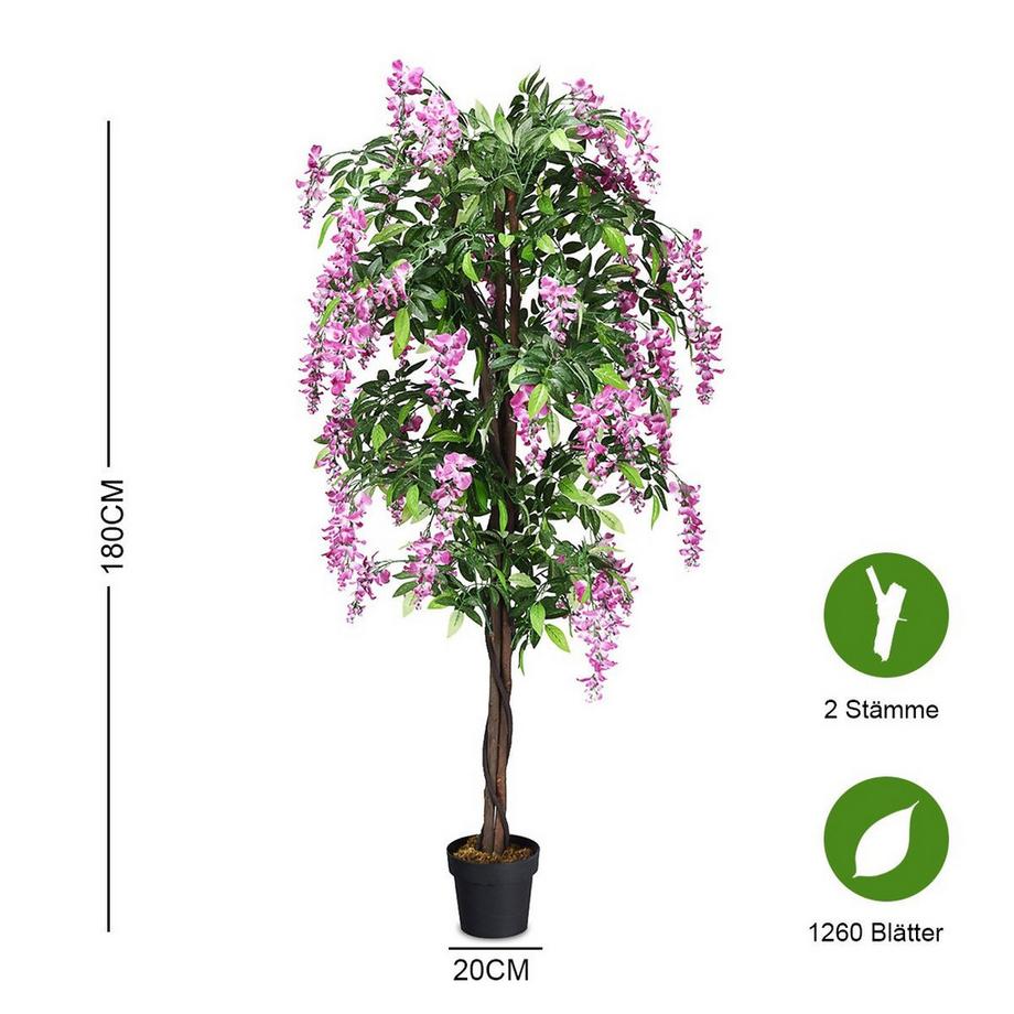 Northix  Plante artificielle utilisable palmier artificiel arbre artificiel 180 cm rose 