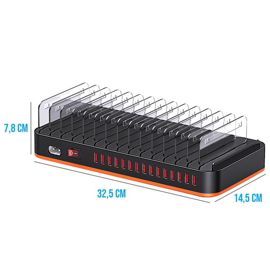 Avizar  Station de Charge 100W 15 ports USB Noir 