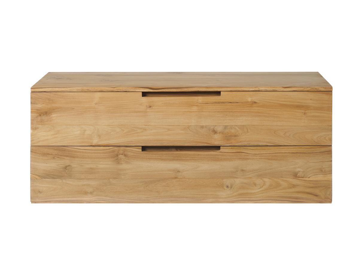 Vente-unique Waschbeckenunterschrank hängend mit 2 Schubladen - Helles Teakholz - 115 cm - BIMBING  