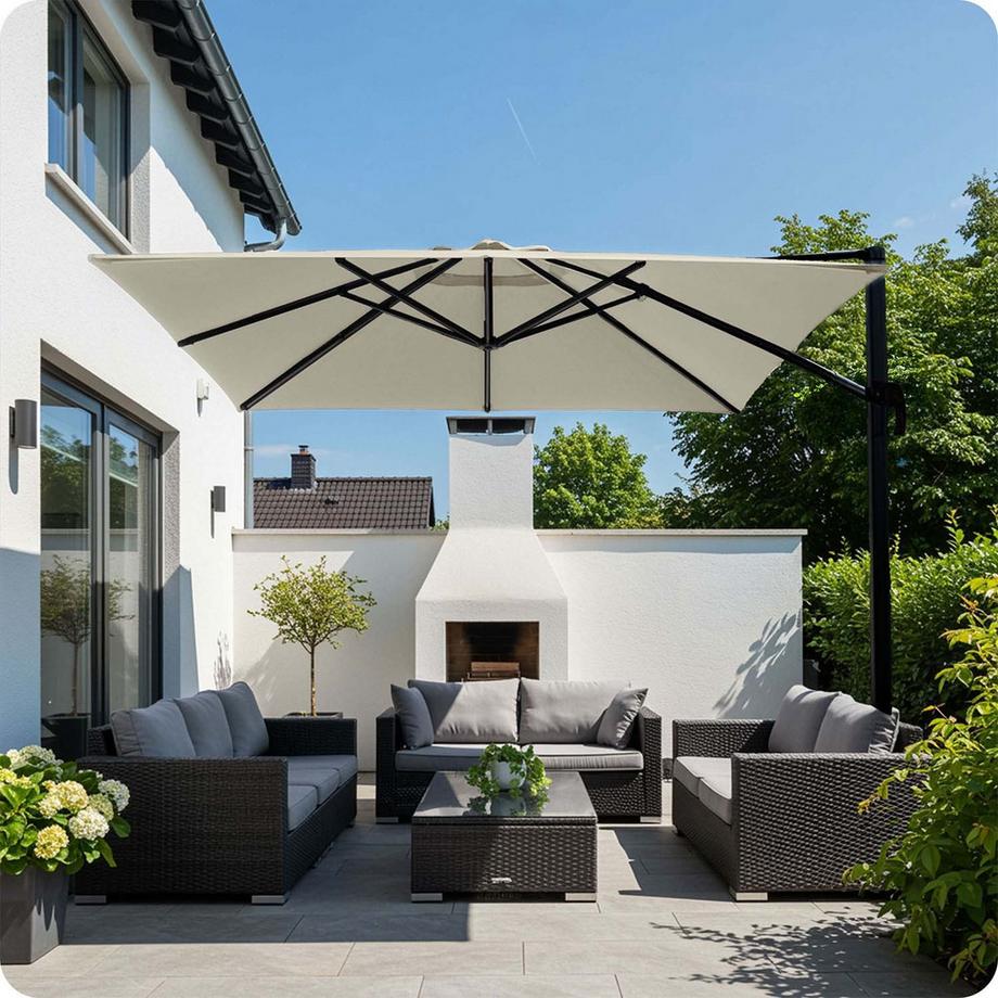 B2X Ombrellone da giardino pieghevole 8 segmenti 420 cm con copertura Plonos PL-883  