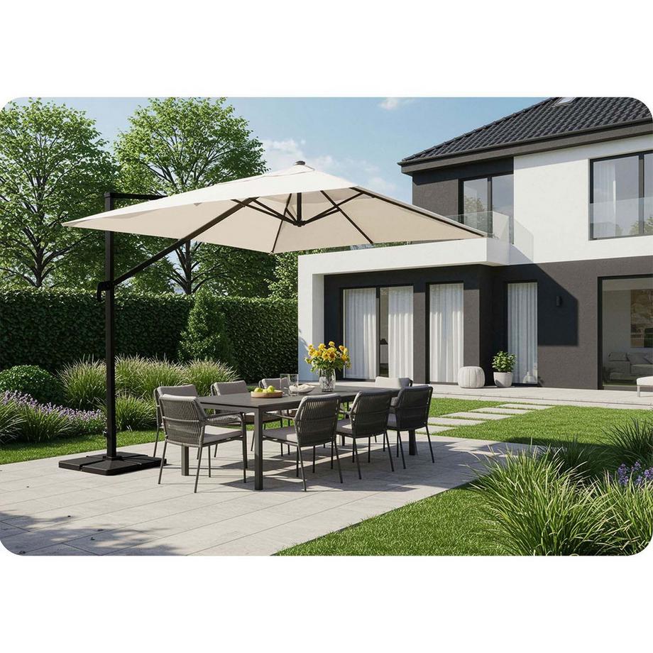 B2X Ombrellone da giardino pieghevole 8 segmenti 420 cm con copertura Plonos PL-883  